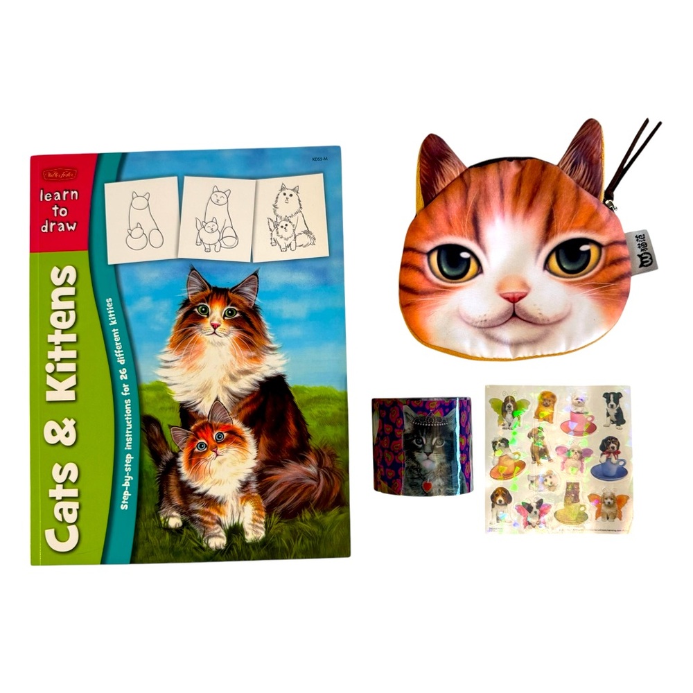 For the Cat lover learn to draw cats & kittens duct tape roll stickers & purse